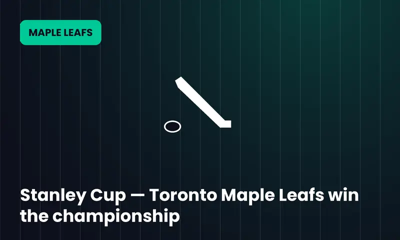 Stanley Cup — Toronto Maple Leafs win the championship
